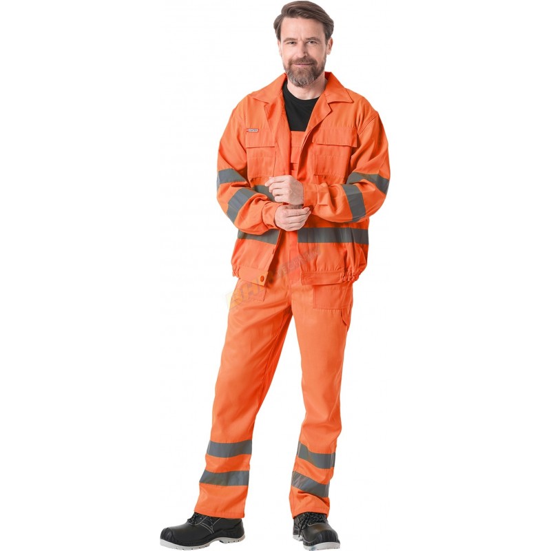 Komplet odzieży ostrzegawczej REIS UL  - Pomarańczowe ubranie robocze bluza i spodnie ogrodniczki
