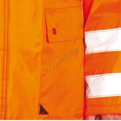 Pomarańczowa kurtka ostrzegawcza zimowa REIS K-ORANGE kurtka z kapturem z pasami odblaskowymi #3