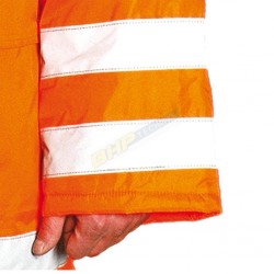 Pomarańczowa kurtka ostrzegawcza zimowa REIS K-ORANGE kurtka z kapturem z pasami odblaskowymi #4
