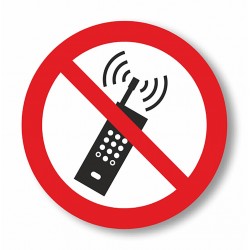 Znak podłogowy Zakaz używania telefonów komórkowych