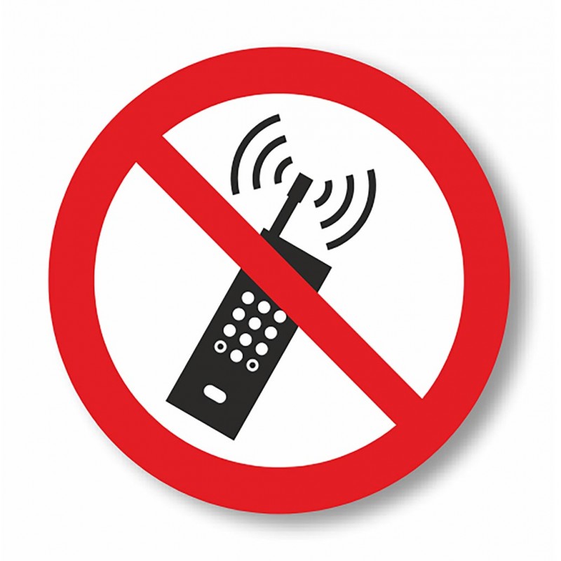 Znak podłogowy Zakaz używania telefonów komórkowych