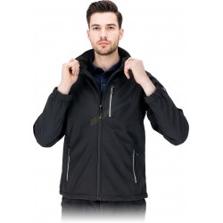 KURTKA MĘSKA SOFTSHELL, REIS LIGO, CZARNA,