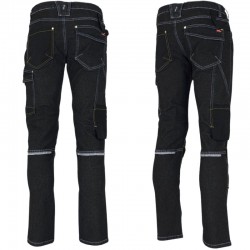 reis jeans303-t, spodnie robocze elastyczne, męskie jeansy czarne