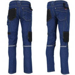 reis jeans303-t, spodnie robocze elastyczne, męskie jeansy granatowe, niebieskie