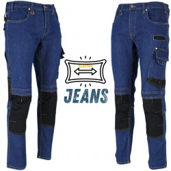 reis jeans303-t, spodnie robocze elastyczne, męskie jeansy granatowe, niebieskie