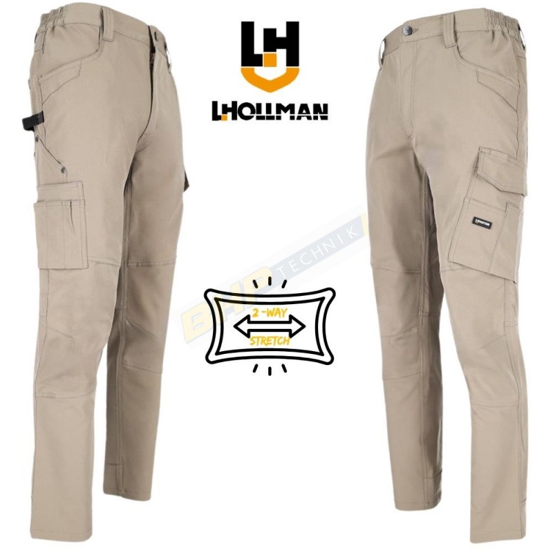 spodnie robocze elastyczne, spodnie robocze męskie, l.hollman lh-NOVENTO