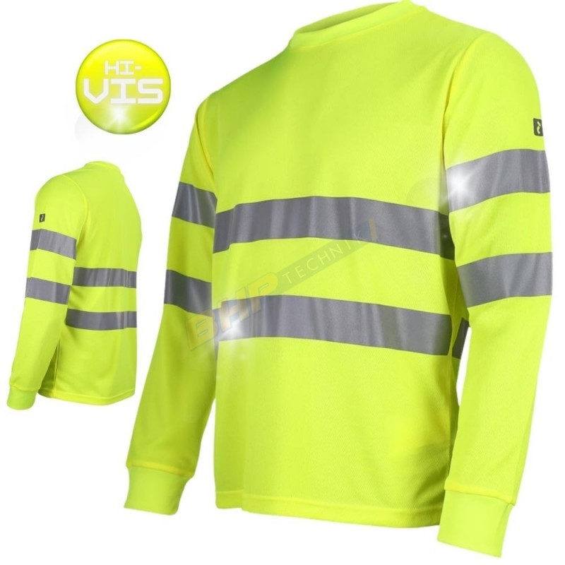 KOSZULKA długi rękaw OSTRZEGAWCZY, REIS FLUO, ODBLASKOWA ŻÓŁTA , longsleeve