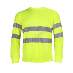 KOSZULKA długi rękaw OSTRZEGAWCZY, REIS FLUO, ODBLASKOWA ŻÓŁTA , longsleeve