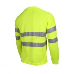 KOSZULKA długi rękaw OSTRZEGAWCZY, REIS FLUO, ODBLASKOWA ŻÓŁTA , longsleeve