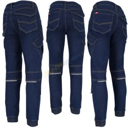reis jeans610-t, spodnie robocze elastyczne, męskie jeansy granatowe, niebieskie