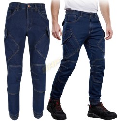 reis jeans610-t, spodnie robocze elastyczne, męskie jeansy granatowe, niebieskie