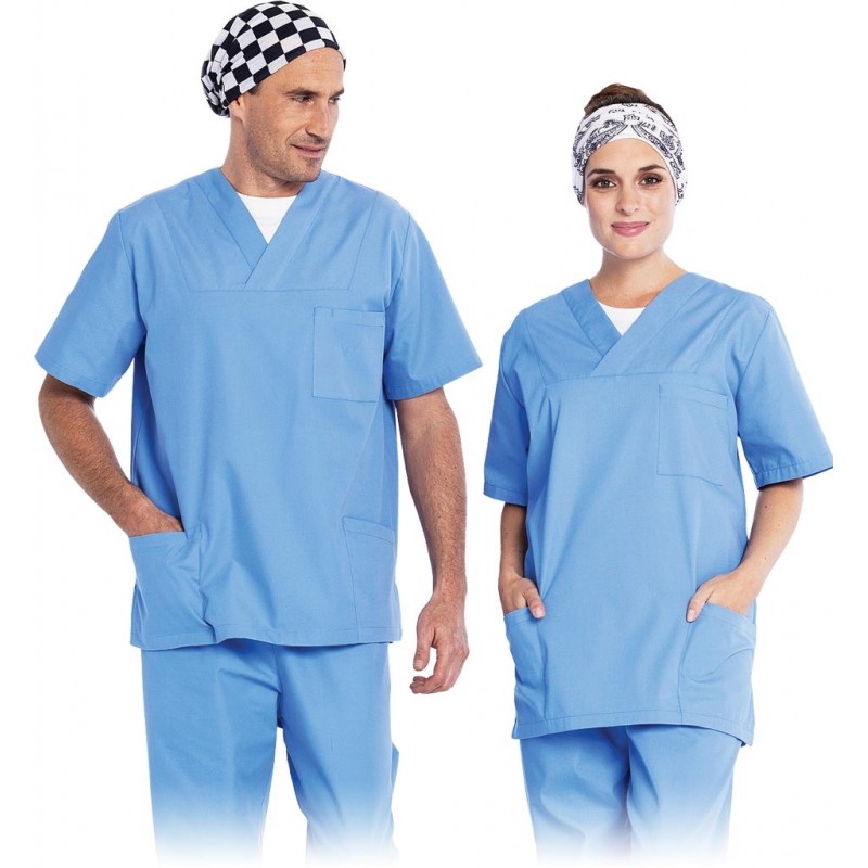 Niebieska bluza medyczna CLASSIC - Bluza z krótkim rękawem