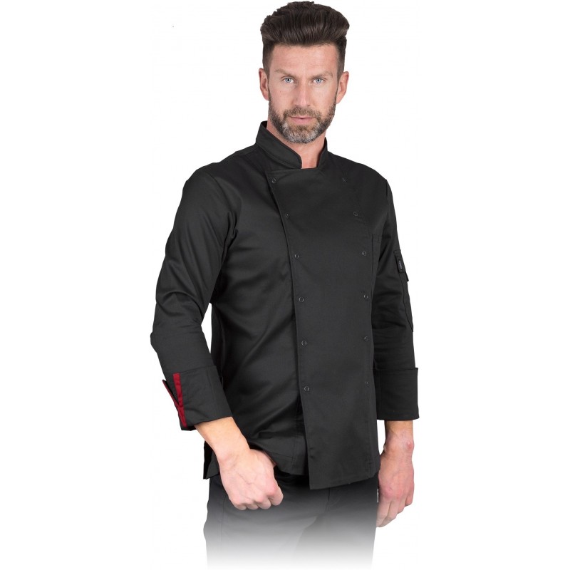 Bawełniana bluza kucharska męska - REIS VOLTA - Czarna bluza dla kucharza